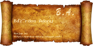 Bárdos Adony névjegykártya
